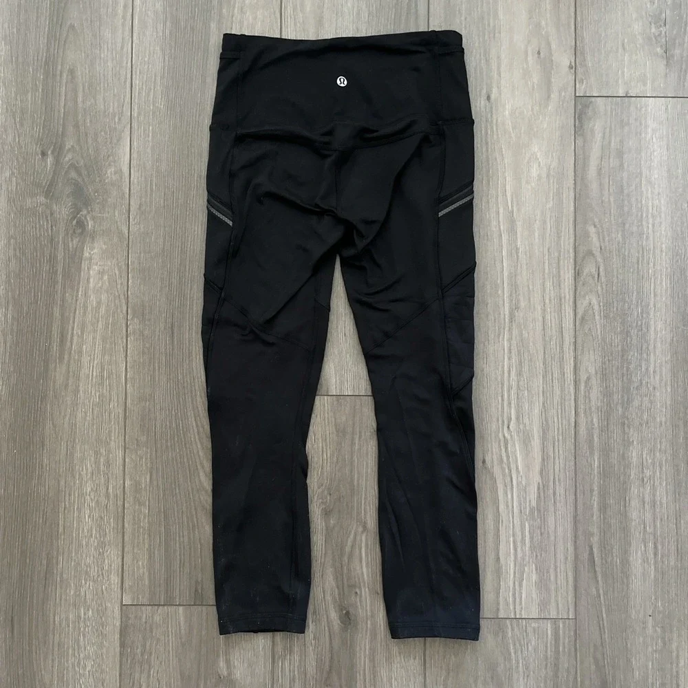 Lululemon Capri Leggings Womens 4 Zip Pockets Compression Black